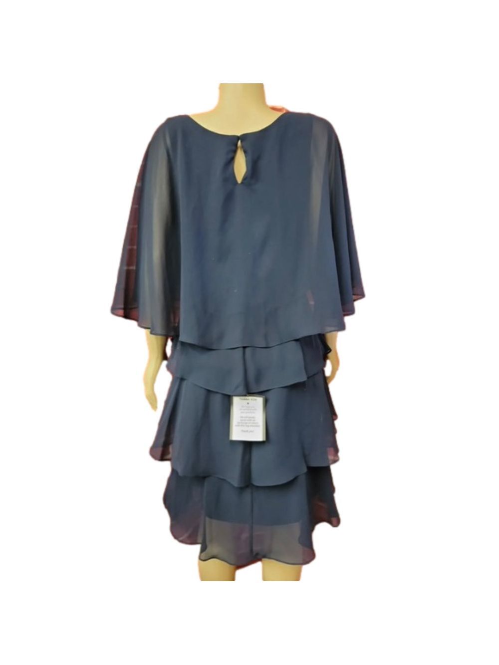 New SLNY Navy Beaded Tiered Dress Size 10 - Picture 4 of 4